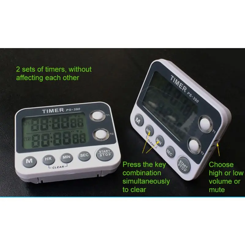 2 Group Timer Stopwatch Kitchen Cooking Timer Portable Digital Electronic 2Group Countdown Alarm Clock Reminder 0.01s