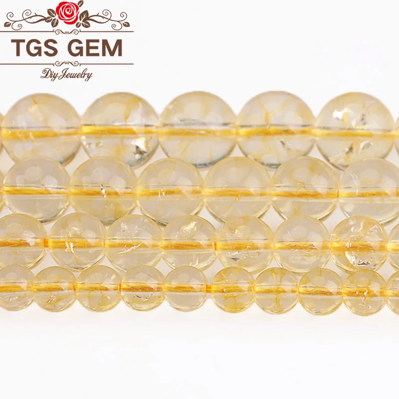 Yellow Austria Crystal Citrines Beads Round Loose Beads Spacer For Jewelry Bracelet Making 6 8 10 12mm