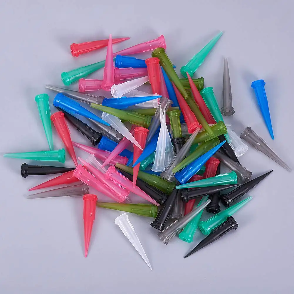 100pcs 10G to 30G TT Dispensing Glue Tips Assorted Plastic Conical Smoothflow Tapered Needle for Kinds of Glue Liquid Dispensing