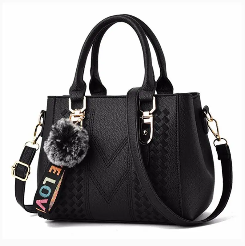 Borduren Messenger Bags Dames Leren handtassen Tassen voor dames Sac a Main Dames haarbal handtas