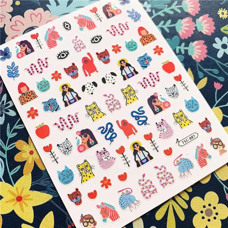 Newest TSC-087-088 TSC series  Cartoon character 3d nail art stickers decal template diy nail tool decoration