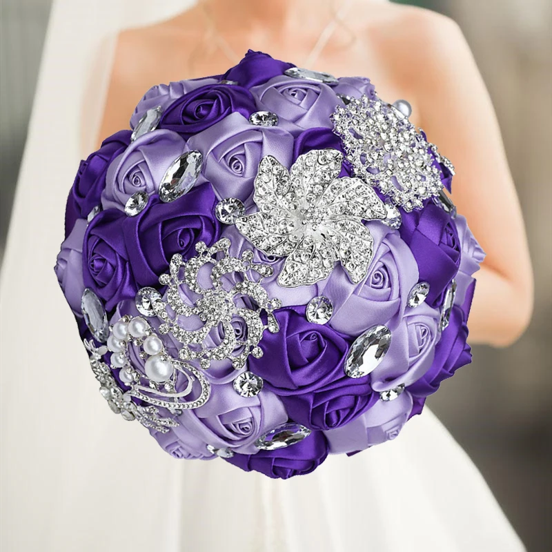 

Hot Selling Bridal And Bridesmaid Bouquets Exquisite Rhinestones Silk Roses And Pearls Handmade Sisters Wedding Bouquets