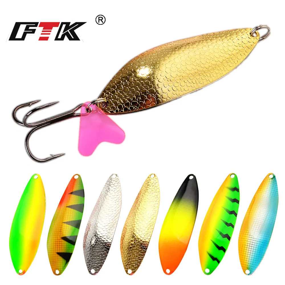 FTK 1PC Spoon Fishing Lure 8 Colors 30g/32g/40g With  Treble Hook 35647-BN Bass CrankBait Spoon Crank Bait Pesca Tackle