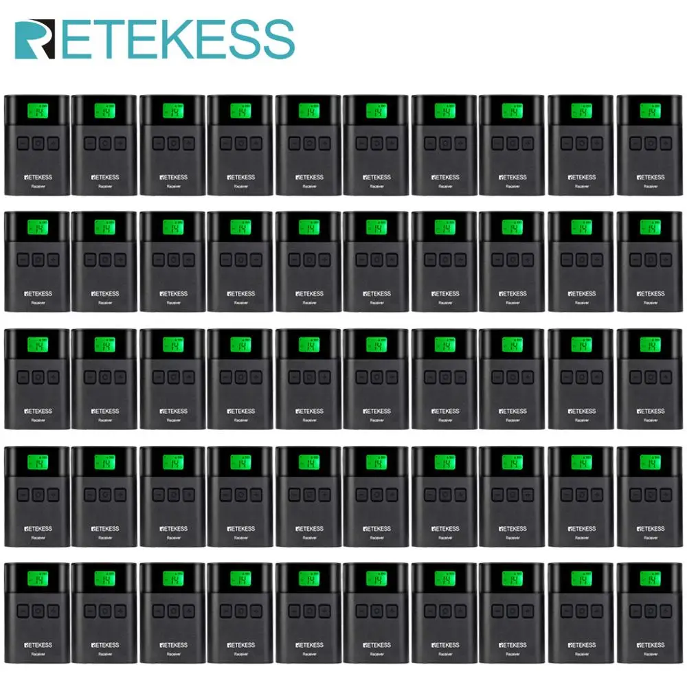 

50pcs Retekess TT122 Tour Guide System Wireless Receiver for Church Translation Factory Traveling Museum Visit Conference