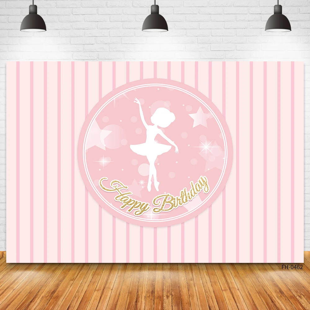 Custom Name Pink Stripe Birthday Party Backdrop Photo Studio Newborn Baby Shower Girl Background Photography Children Photophone