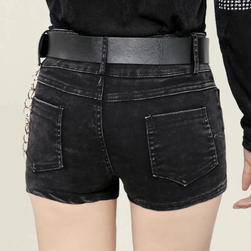 Frauen Mode Jeans Mini Shorts 2021 Sommer Neue Trend Schlank Punk Stil Elastische Sexy Weibliche Denim Tasche Hüfte Rock Zubehör gürtel