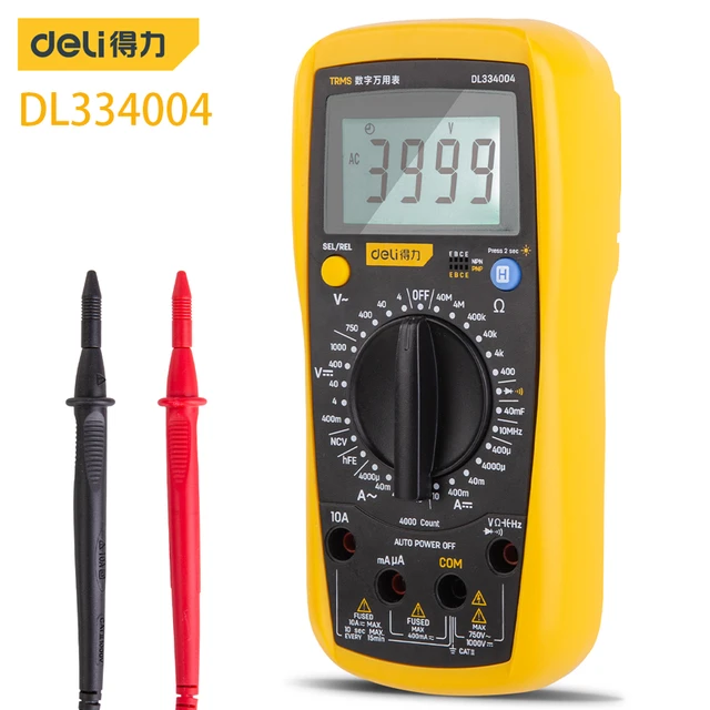 Deli Dl334004 Handheld Multimeter Digital Multimeter Manual Range Overload  Protection Maximum Display 3999 Lntelligent Anti-burn - Multimeters -  AliExpress