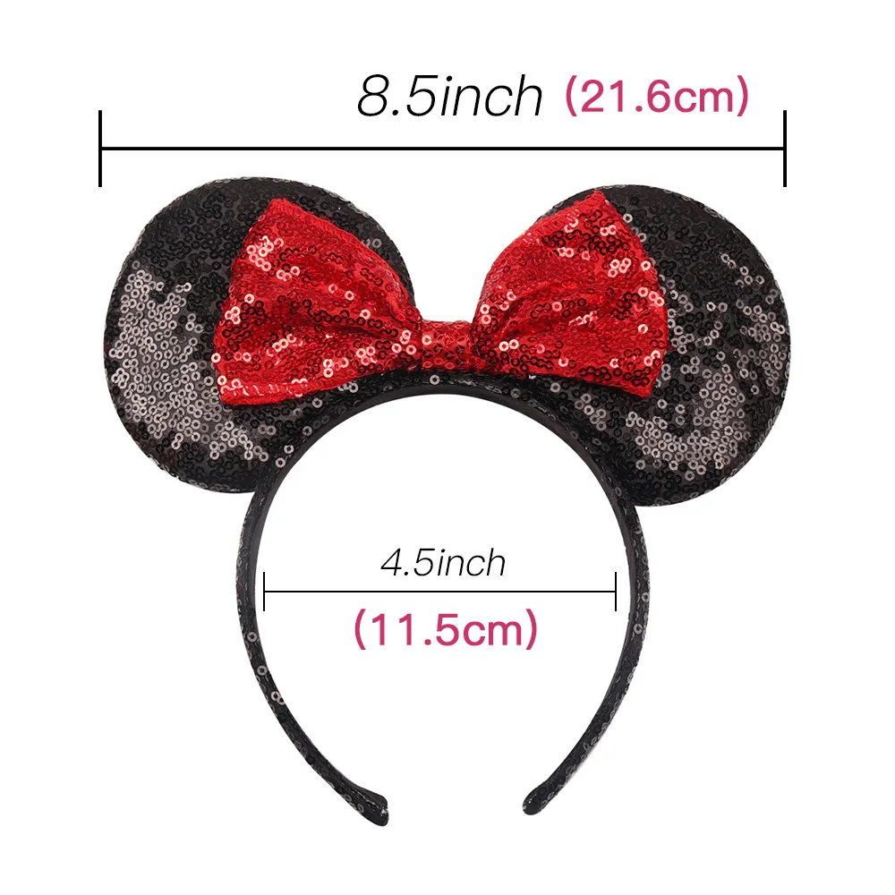 Hairs Bows Minnie Mouse Ears Headband Festival DIY Accessories Hairband Christmas Sequin Hair Bows for girls women gift