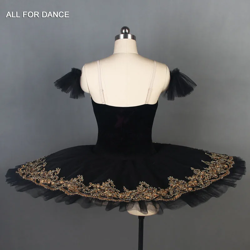 BLL089 Black Velvet Bodice with Gold Trim Pre-professional Ballet Tutu for Girls&Women Ballerina Ballet Performance Dancewear