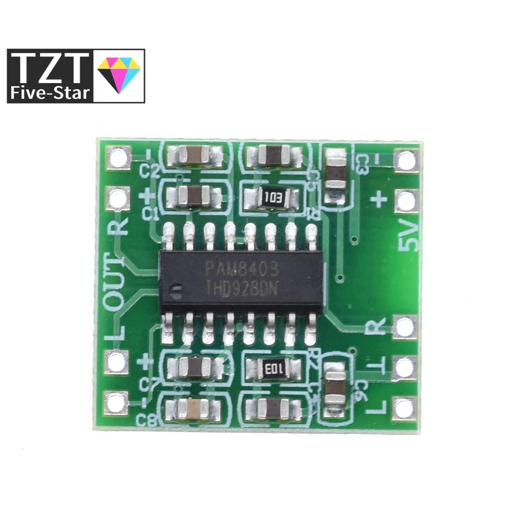 PAM8403 Modul Digitale Leistungsverstärkerplatine Miniatur Klasse D Leistungsverstärkerplatine 2 * 3 W Hochleistungs-2,5 ~ 5 V USB-Stromversorgung – Detail 7