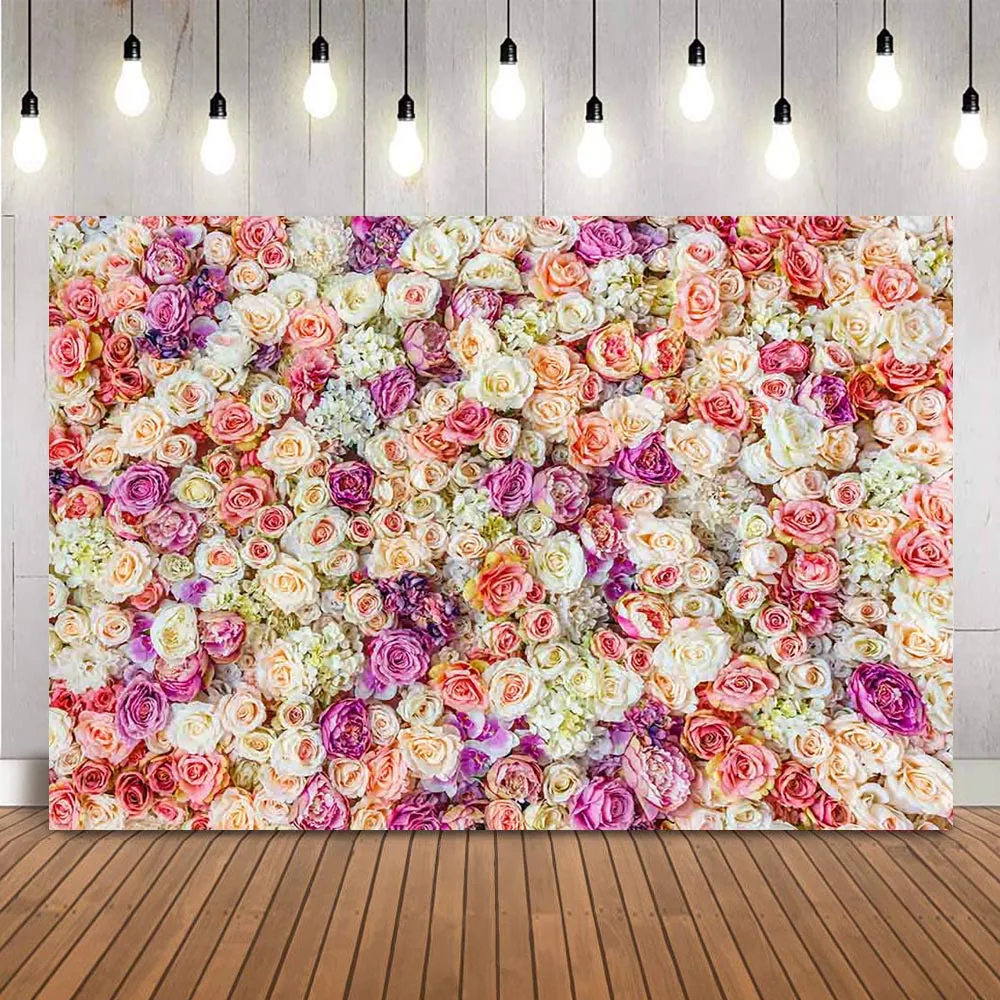Fondo floral blanco para fotografía, telón de fondo para fotomatón, boda, ducha, boda, boda, Rosa