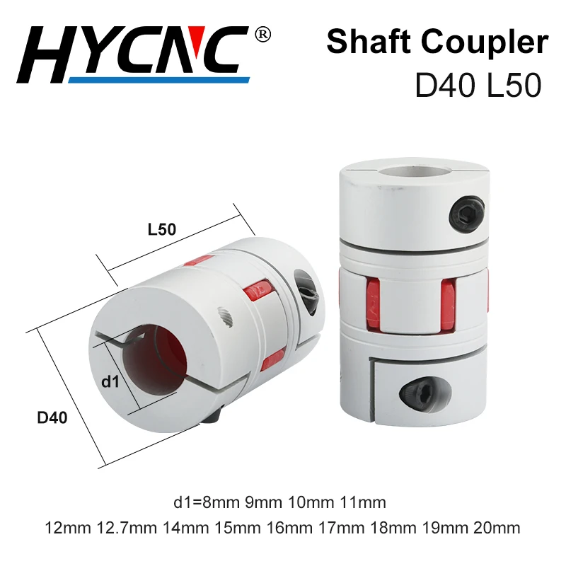 D40 L50 Plum Blossom Coupling Star CNC Servo Motor Ball Screw Flexible Connector Inner Hole 8/10/12/12.7/14/15/16/18/19/20mm