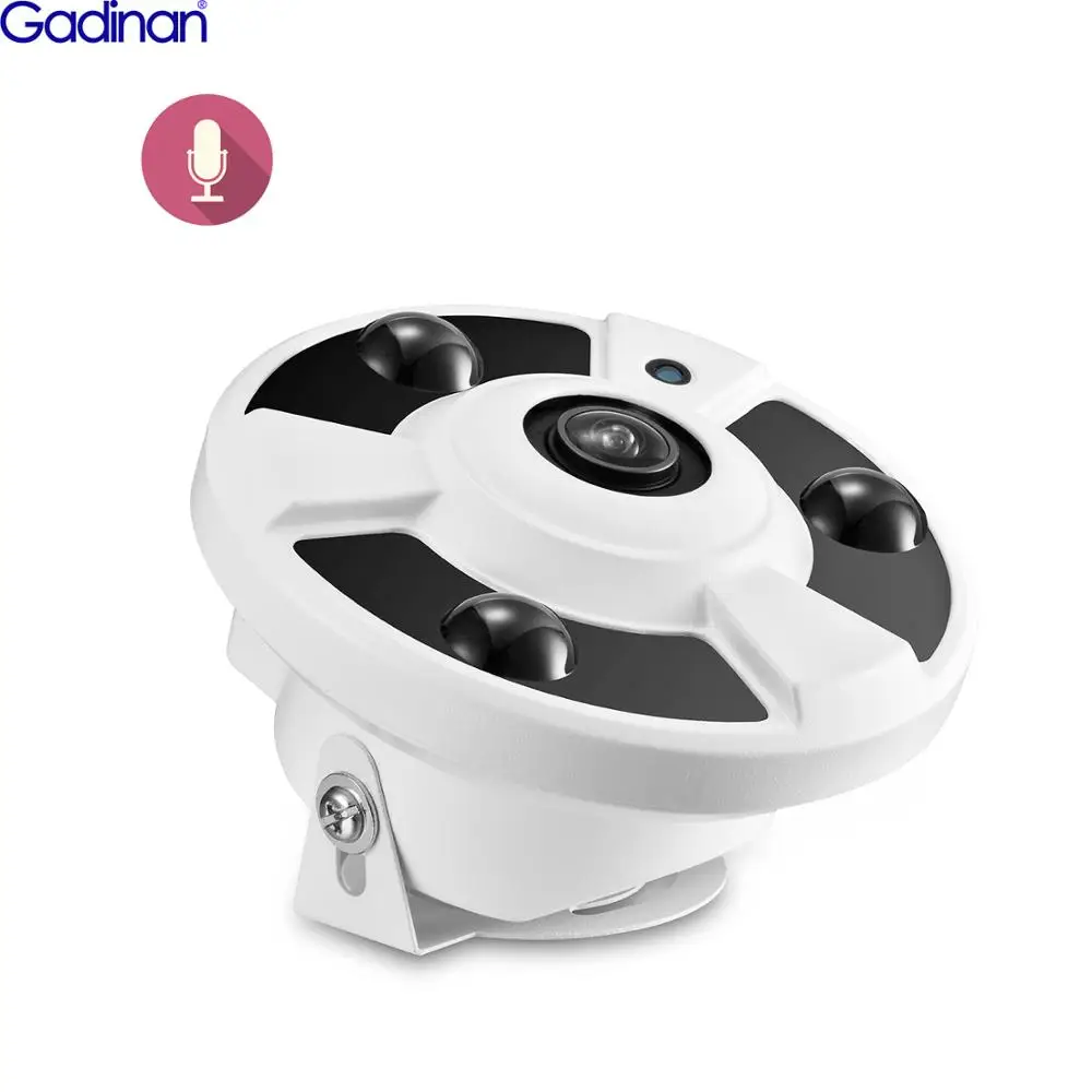 

Gadinan H.265AI 5MP 1.7mm Fisheye Lens Panoramic Indoor Wired Audio IP Camera Built-In Mic CCTV 8MP Advanced Motion Detection