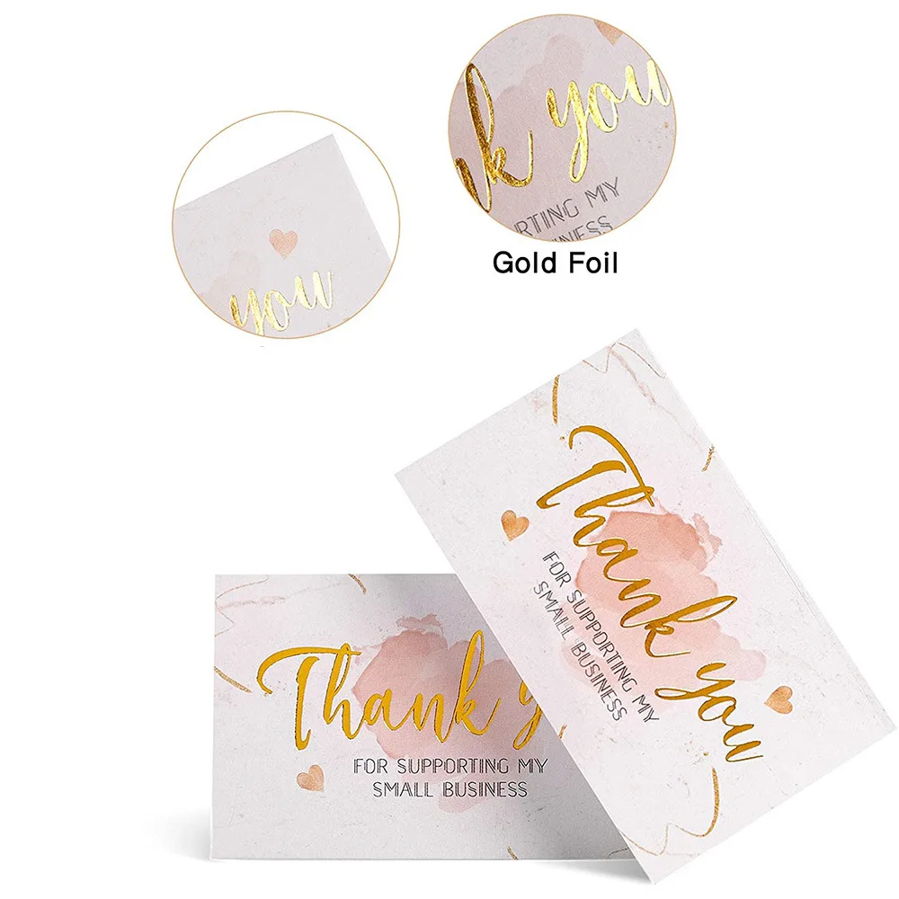 10-30Pcs Foil Gold Card Thank You For Your Supporting My Small Business Card Small Shop Gift Decorative Card