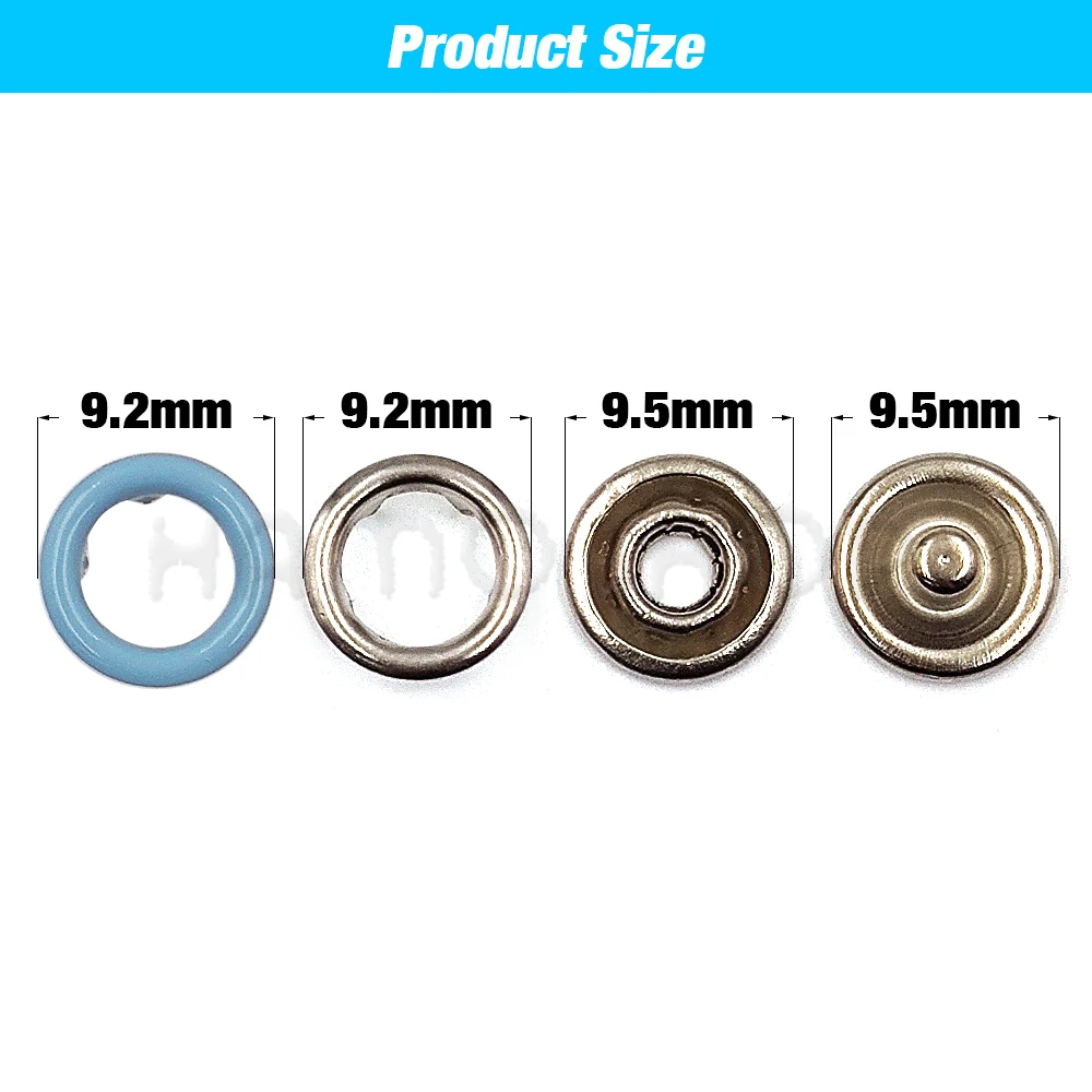 10-100 set 9.5mm bottone a pressione con bottone a pressione in metallo anello a polo cavo di fissaggio per vestiti borse da cucito per indumenti