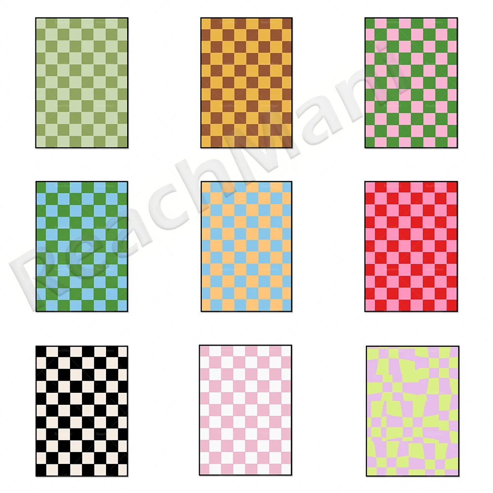 

Color checkered printing wall art pastel poster, aesthetic art Korea abstract fashion psychedelic creative gift
