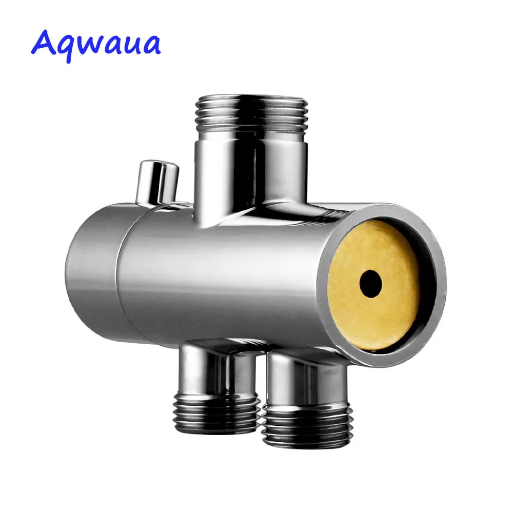 Aqwaua Shower Faucet Diverter 3 Way Shower Arm Diverter 2 Functions Faucet Valve for Shower Mixer Brass Body Chrome Plated