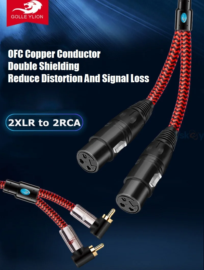 2 x RCA Male to Dual XLR Female Jack Audio Cable for Mixer Console Amplifiers Speaker Home Theater System Shielded Cords