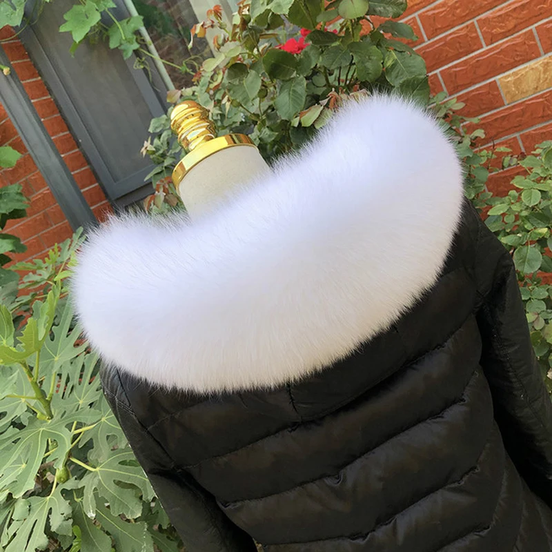 Women's Real Fox Fur collar Winter Fox scarves Parka Coat Trim Hood Big Fox Fur scarf decorative Genuine Warmer shawl Female