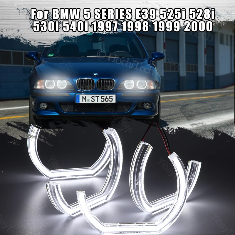 Yeux d'ange LED en cristal blanc, haute qualité, Style DTM, pour BMW série 5 E39 525i 528i 530i 540i 1997 1998 1999 2000