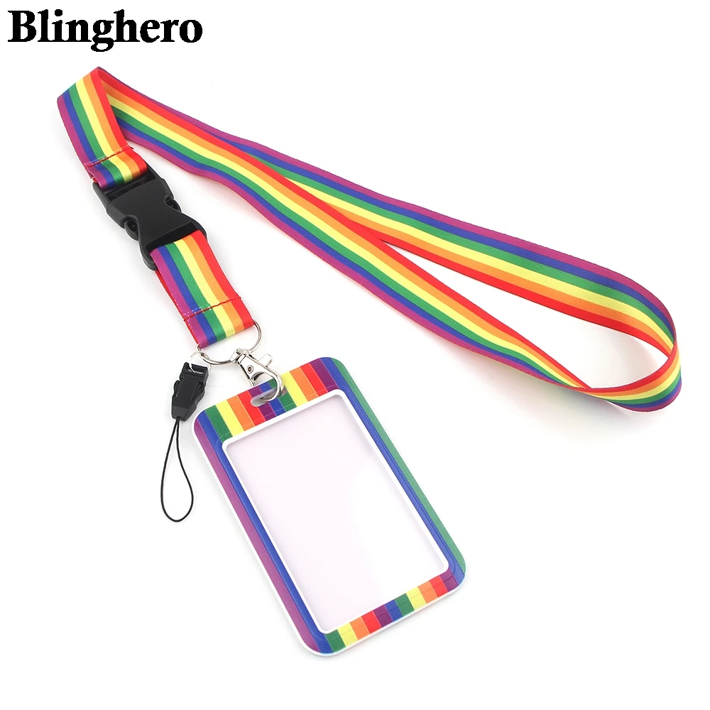 CB106 Rainbow Neck Strap Lanyard keychain Cell Phone Strap ID Badge Holder Rope Keychain Keyring Fashion Accessory Gift