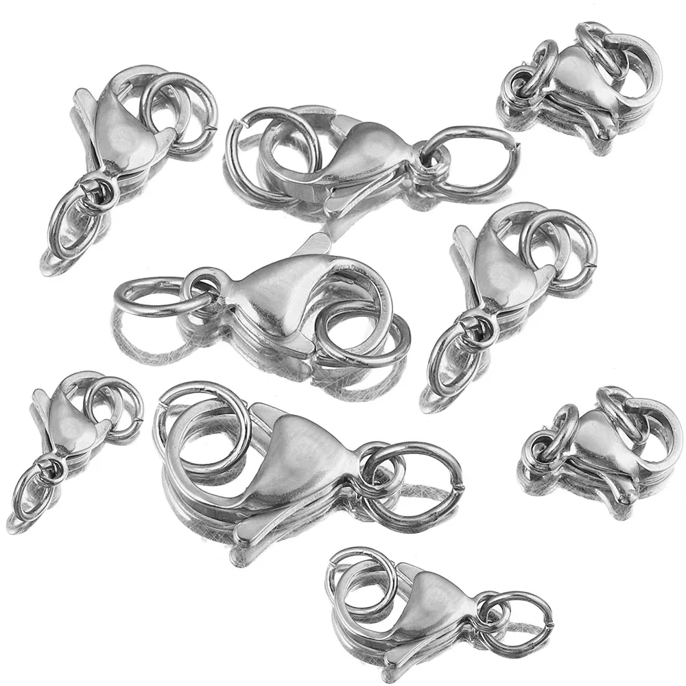 20Pcs Stainless Steel Gold with Jump Ring Lobster Clasps for Bracelet Necklace Chain Diy Jewelry Making Supplies Wholesale Items