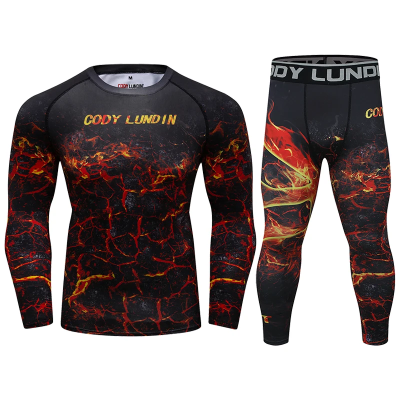 Cody Lundin Sublimation Printed Sport Suit Men Tracksuit Gym Rashguard Jogging Leggings Boxing Jiu Jitsu MMA Clothes Set Cool