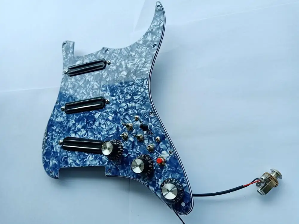 Multifunction Guitar Pickups Pickguard Grey Pearl Tortoise Shell SSS Dual Track Pickup 20 tone switches Super Wiring Assembly