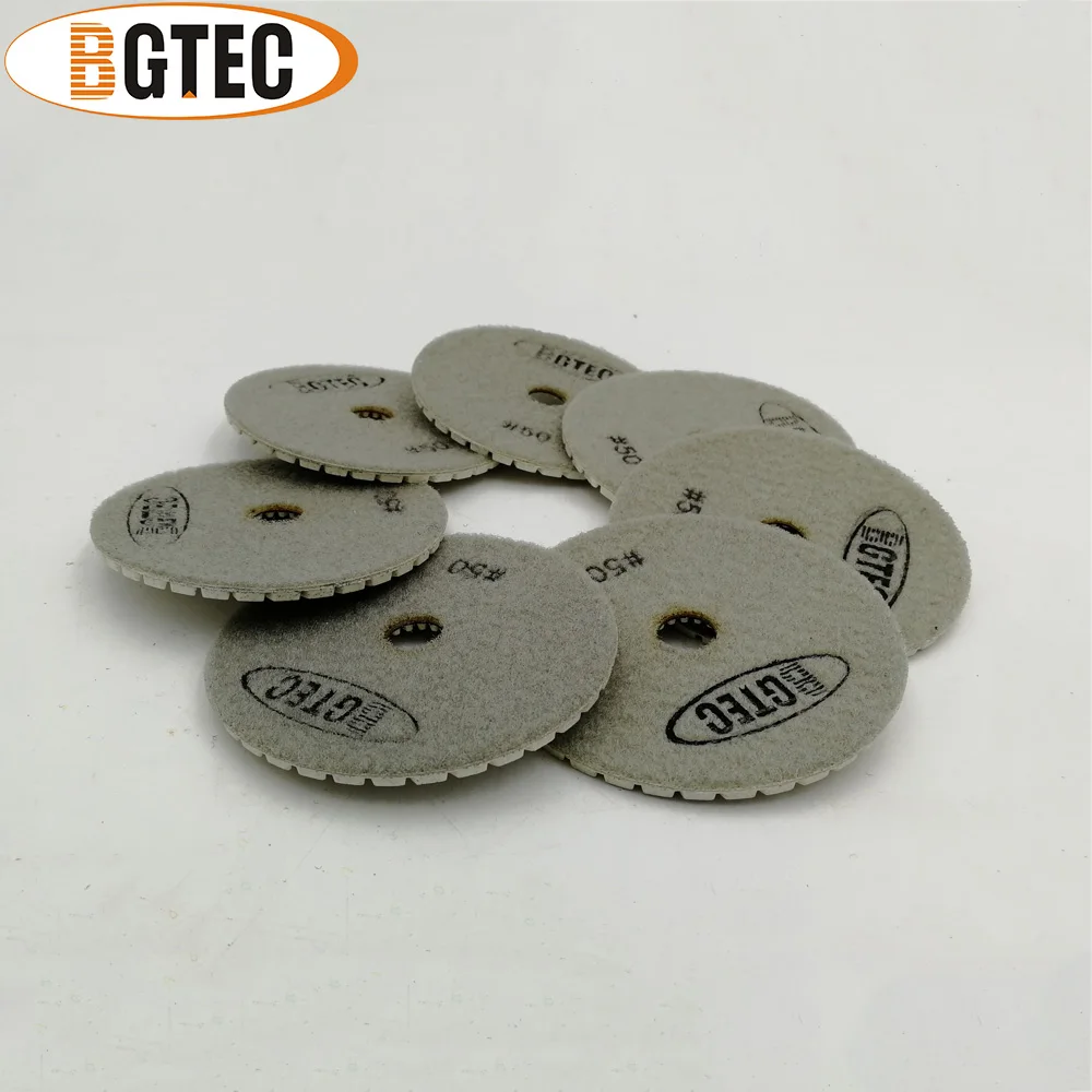 Bgtec 4 polegadas #50 almofadas de polimento de diamante molhado, disco de moagem flexível de 100mm para granito, mármore e cerâmica