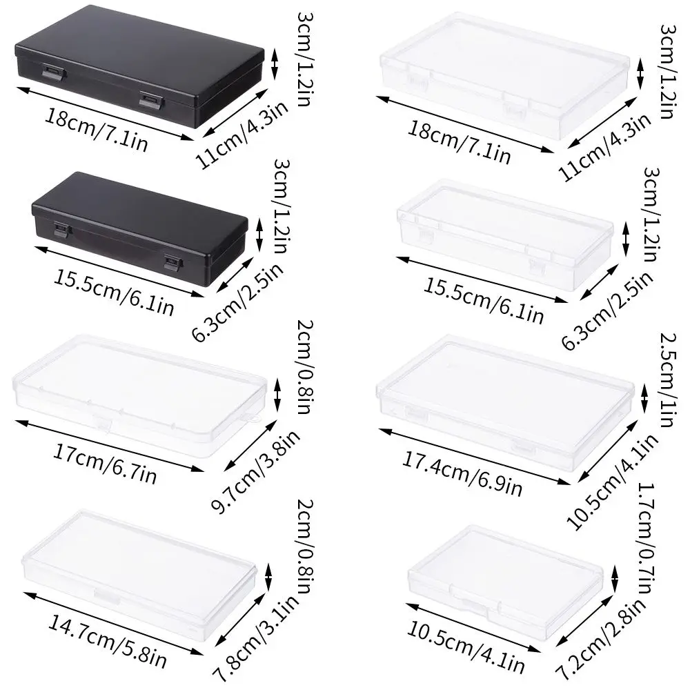 8 Styles Small Square Clear/Black Plastic Storage Box Jewelry Diamond Container Embroidery Craft Bead Pill Home Storage Supply