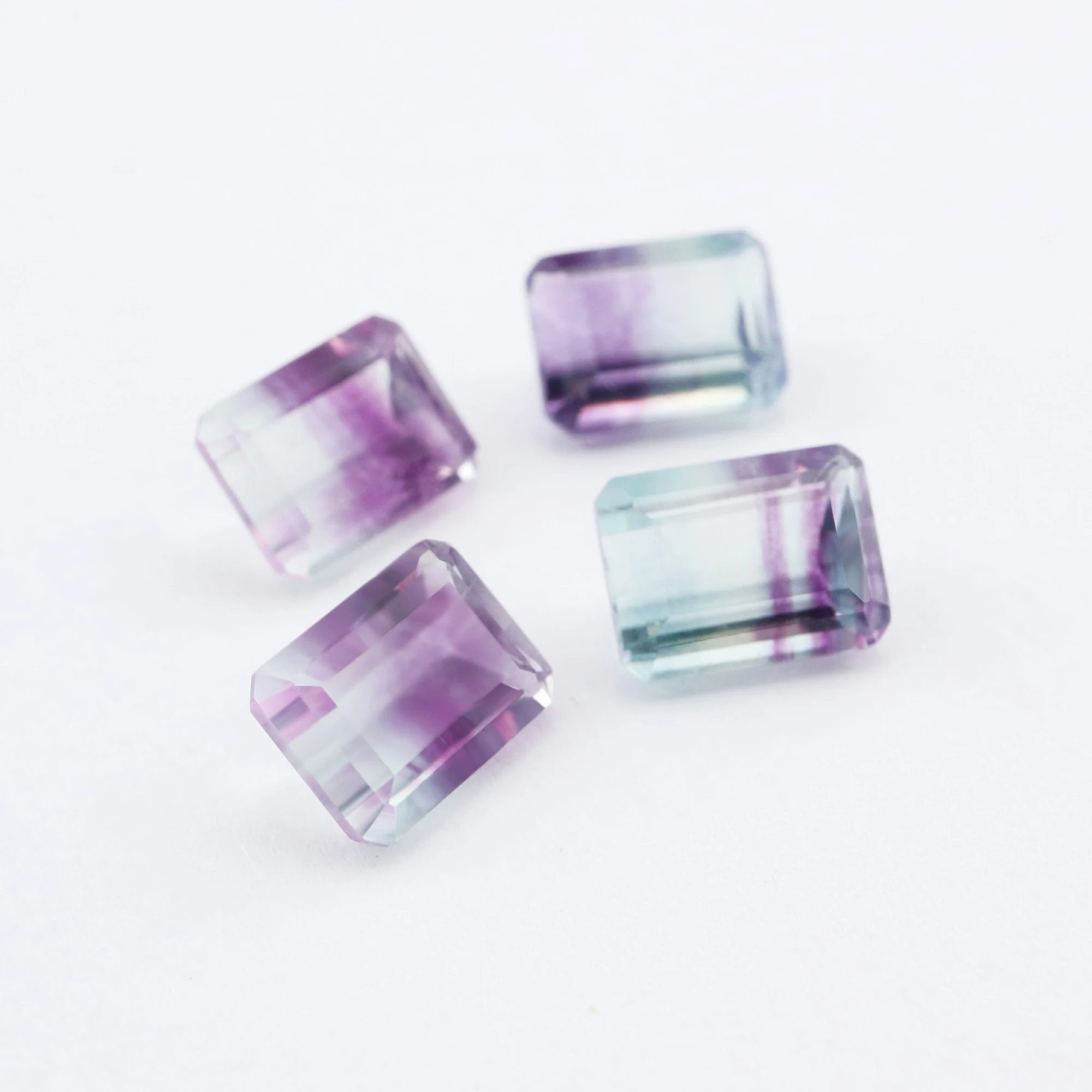 1Pcs 6x8MM Rectangle Emerald Cut Green Purple Fluorite Faceted Cut Loose Gemstone Natural Semi Precious Stone DIY Jewelry4170013