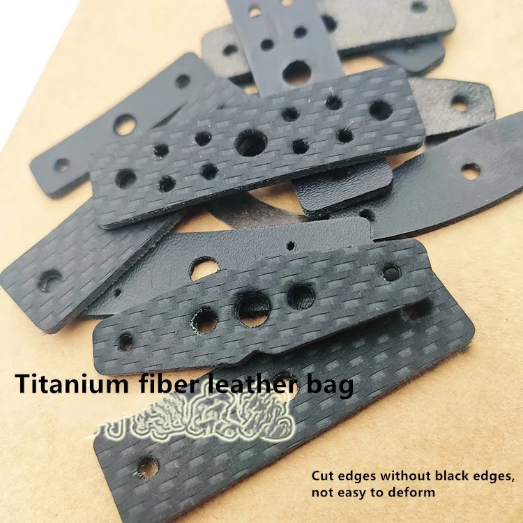 Titanium fiber stamping leather pocket without black edge slingshot leather pocket with silencer die stamping non-laser