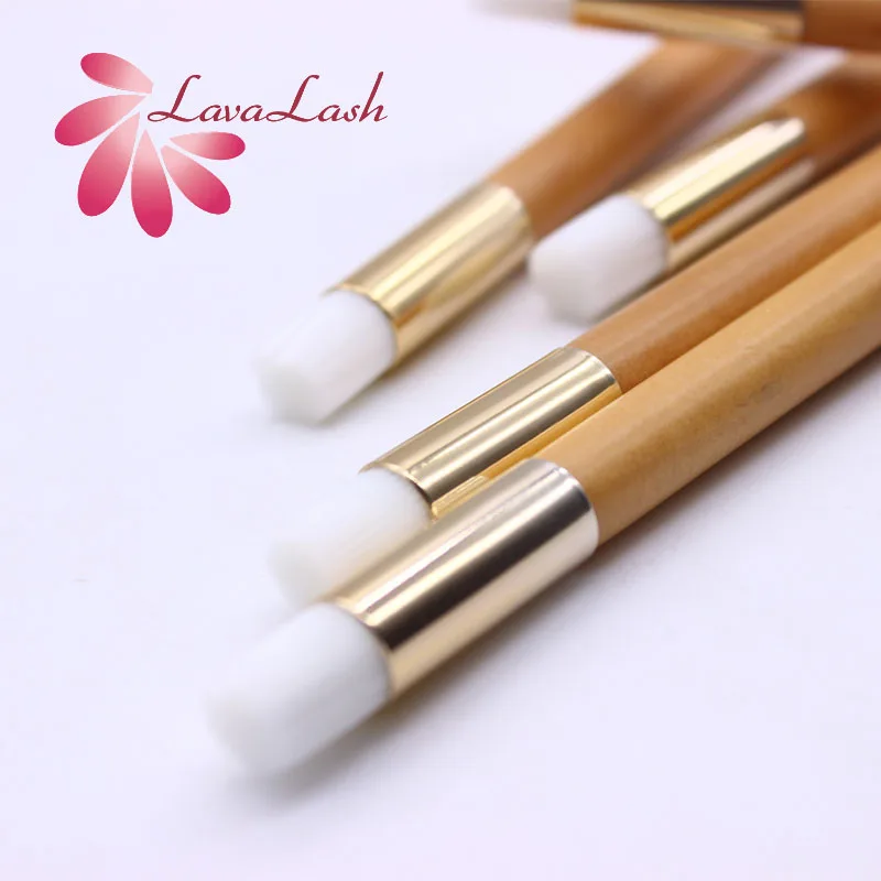 10pcs Mousse Cleaning Brush False Eyelashes Beauty Shop Eyelash Makeup Tool Nose Cleaning Brush Eyelash Extension Wood color