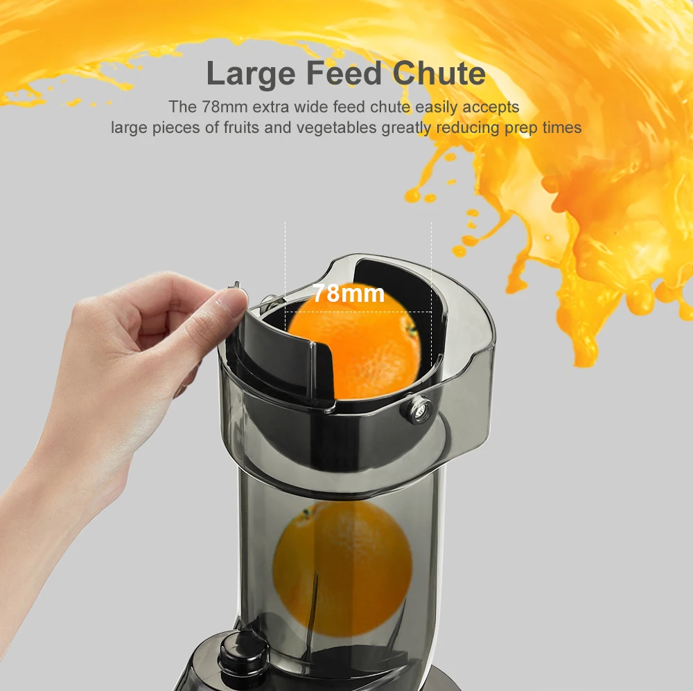 BioloMix Entsafter Maschinen Langsam Kauen Entsafter Extractor Breite Rutsche für Hohe Nährstoff Obst und Gemüse Saft