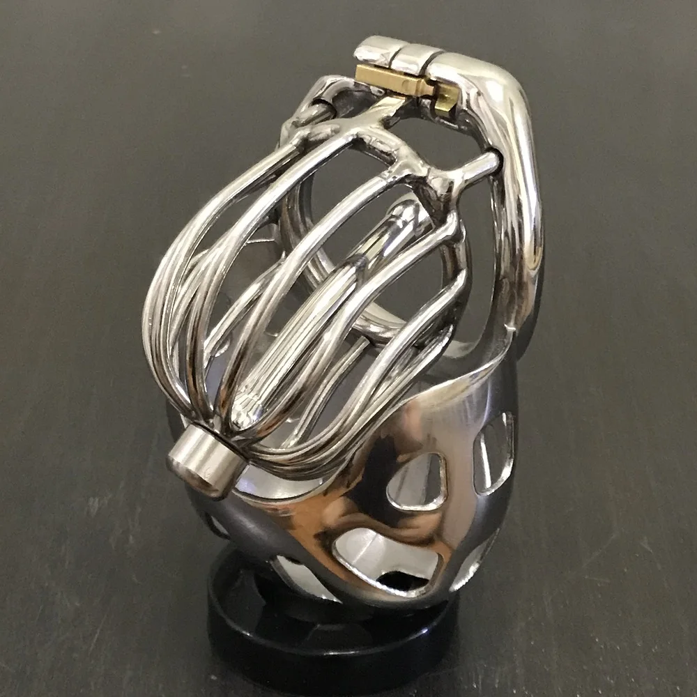 

Stainless Steel Male Chastity Device Scrotum Cock Cage Metal Penis Ring Lock Belt Urethral Catheter Bondage Sex Toys for Men 407