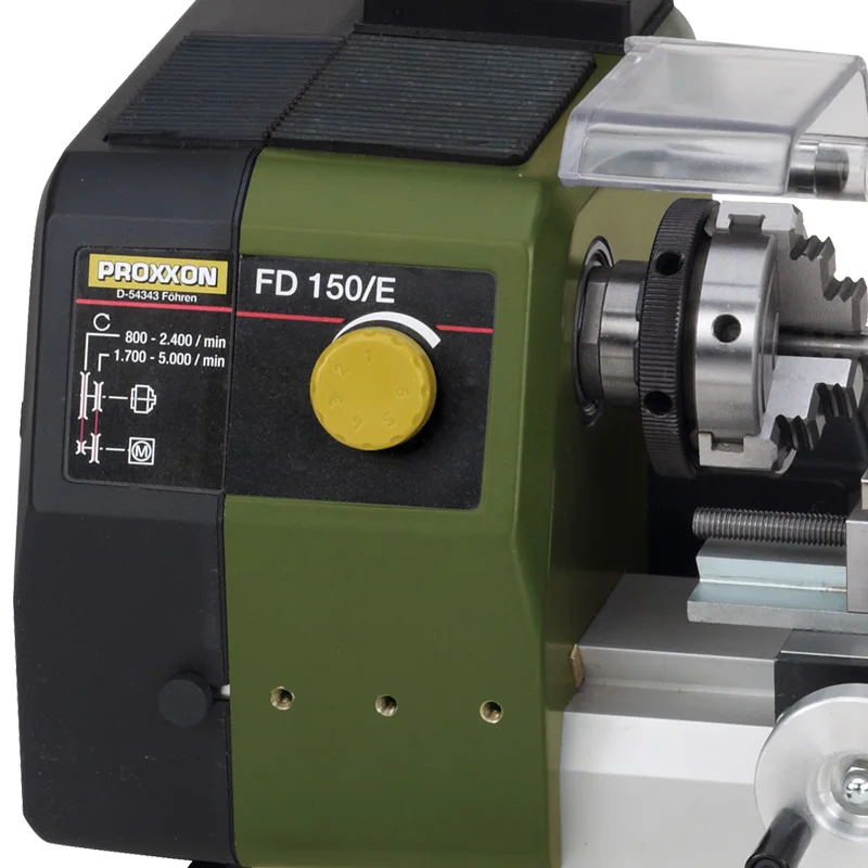 PROXXON FD150 مخرطة دقيقة مصغرة، مخرطة صغيرة متعددة الوظائف، 220 فولت ~ 240 فولت، 100 وات، 50/60 هرتز، سرعة 800-5000 دورة في الدقيقة
