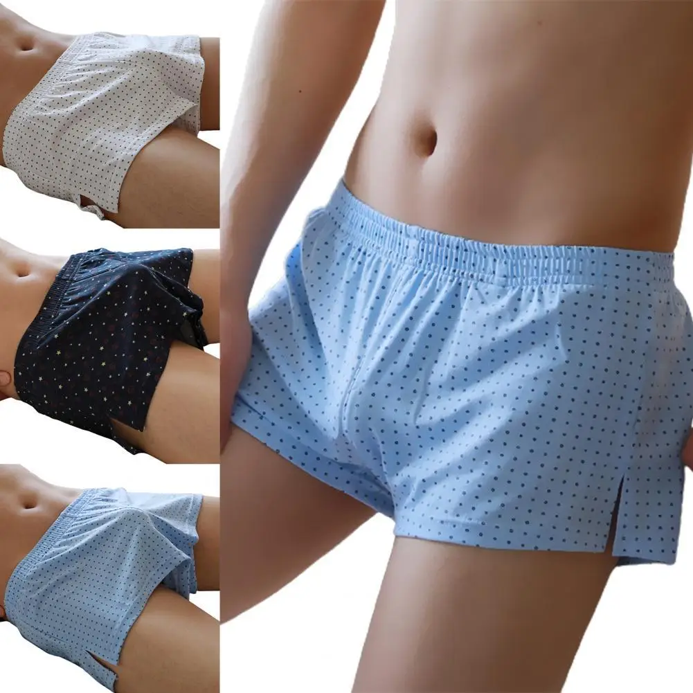 Soutong Men Underpants Print Wide Waistband Comfy Elastic Waist Loose Boxer Underwear Plus Size Men\'s Panties