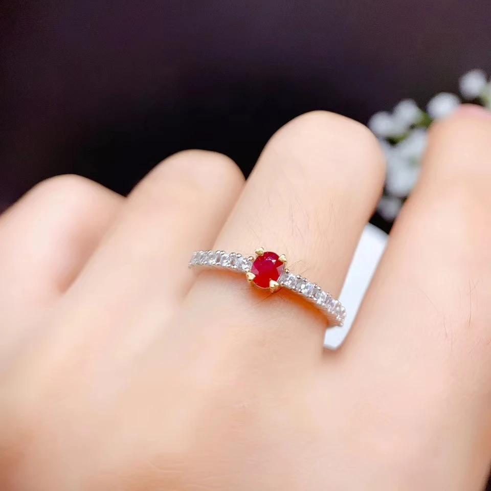 

CoLife Jewelry 3mm * 4mm Natural Ruby Ring for Daily Wear 100% Natural Ruby Silver Ring 925 Silver Ruby Jewelry