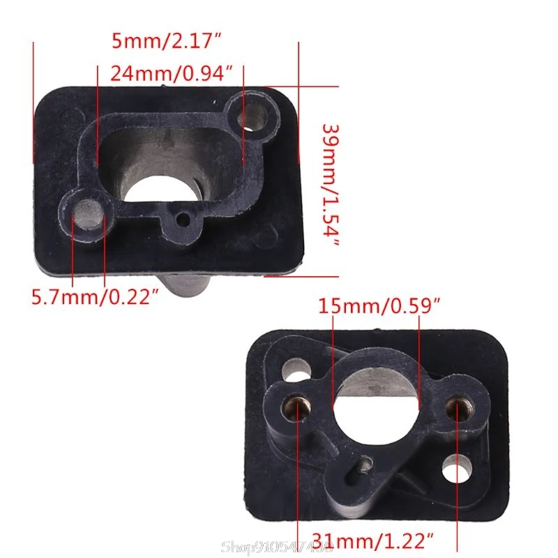 Coletor admissão + 2 pces 40-5 43cc 52cc cortador escova entrada coletor carburador base conector, admitindo tubulação, adaptador carb n17 20
