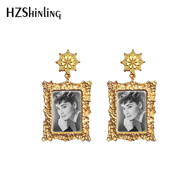 2020 New Audrey Hepburn Earring Vintage Drop Earrings Retro Mandala Charm Art Printed Glass Dome Jewelry