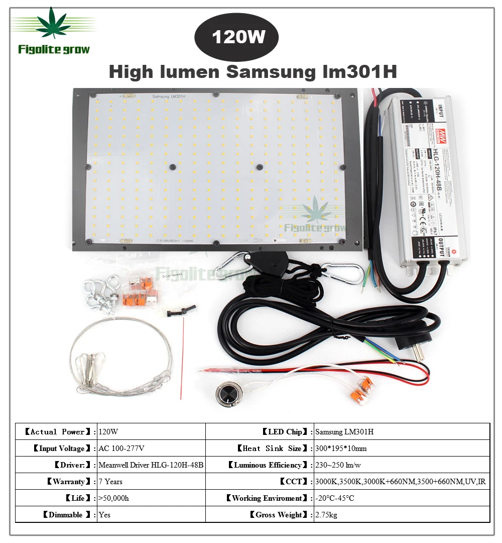 Imagem -03 - Figolite-dimmable Samsung Lm301h Quantum Tech v3 Board Led Grow Light Driver Meanwell Anos de Garantia 120w 240w 320w 480w