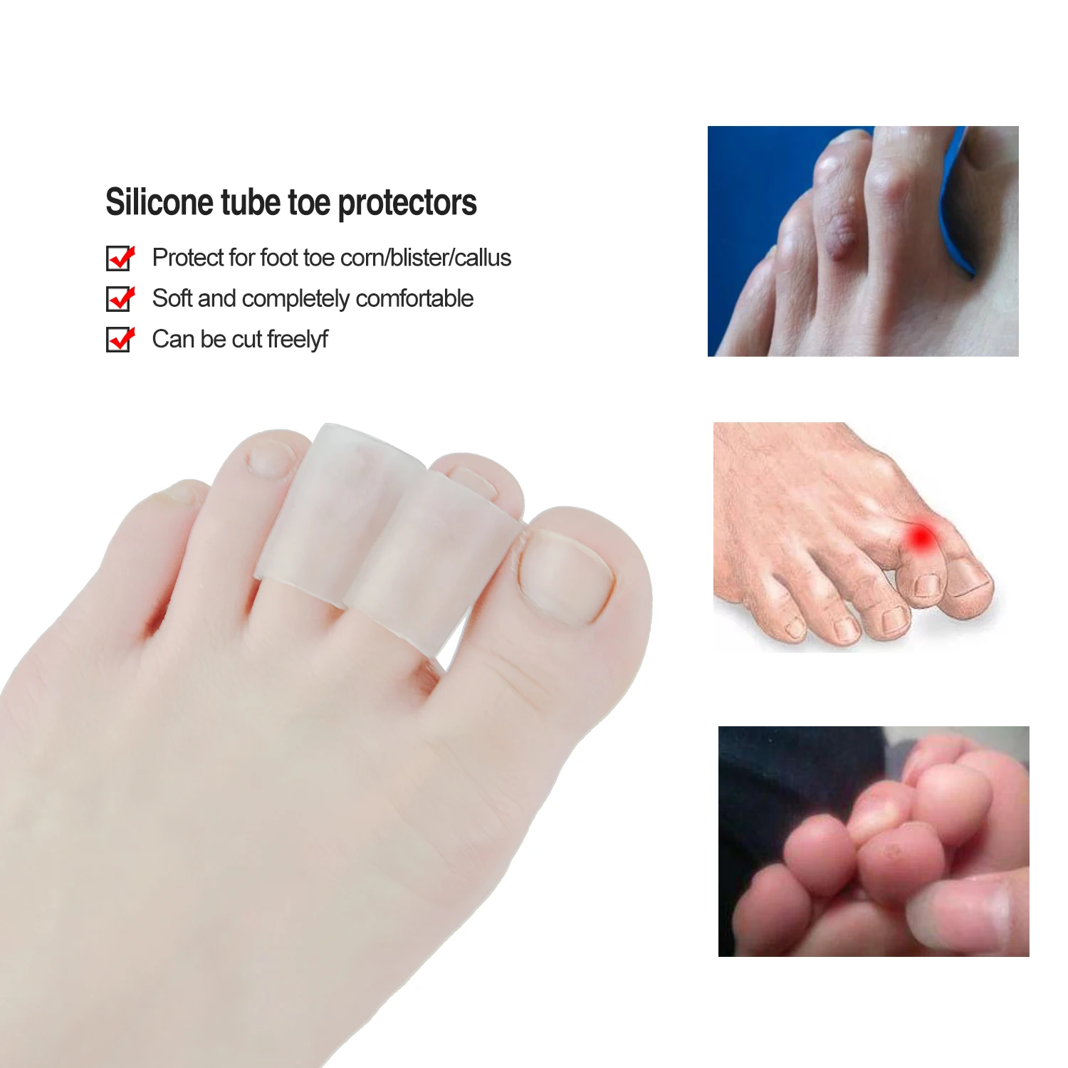 5pcs Gel Tube Finger & Toe Protectors Foot Corn Blisters Callus Pain Relief Guard For Feet Care Insoles Little Toe 5*2.5cm D1322