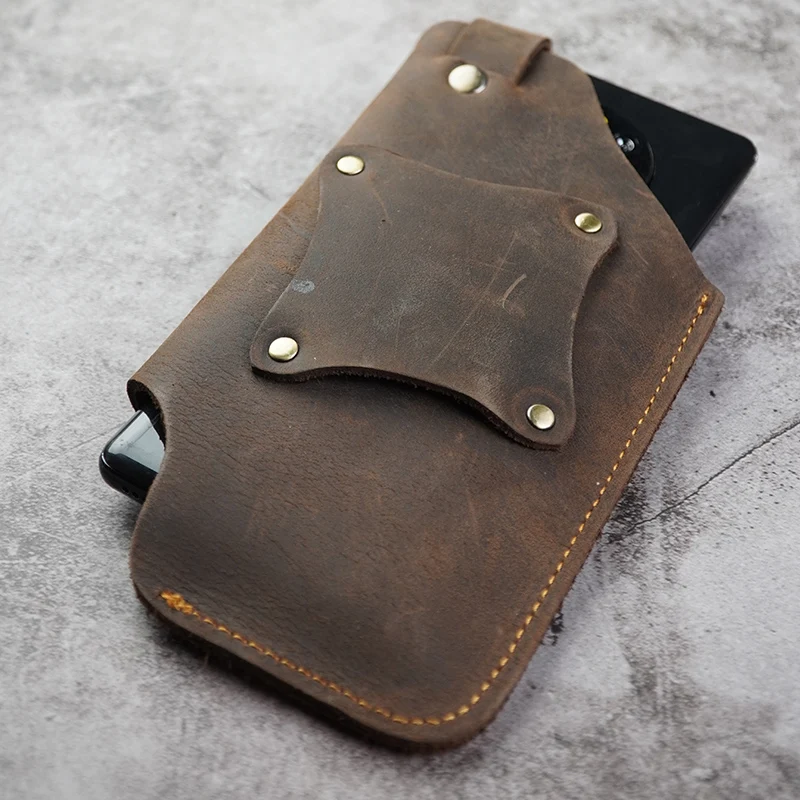 Horizontal Leather Personalized Mobile Phone Bag Waist Bag Outdoor Running Mobile Phone Storage Bag