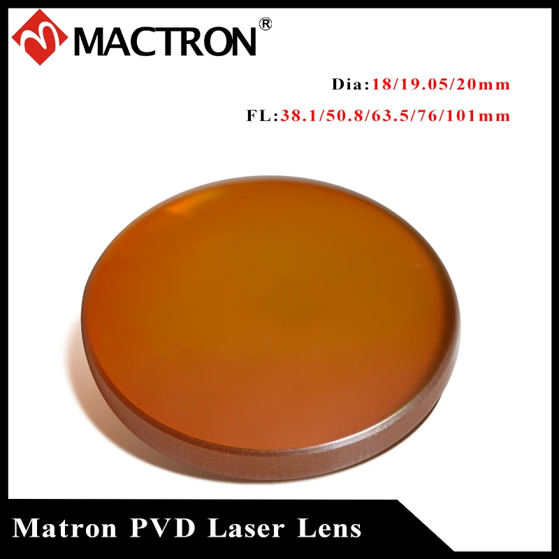 Mactron-lente láser ZnSe PVD para máquina de grabado láser Co2, lente de enfoque de 20mm de diámetro, precio más bajo, alta calidad, promoción