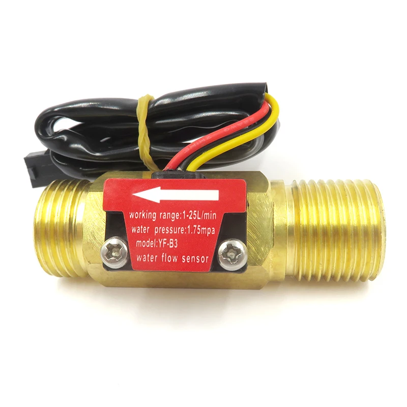 

DN15 Water Flow Sensor Brass External Thread 1/2" Hall Sensor Turbine Flowmeter DC5~18V Used For Water Heaters Water Dispensers