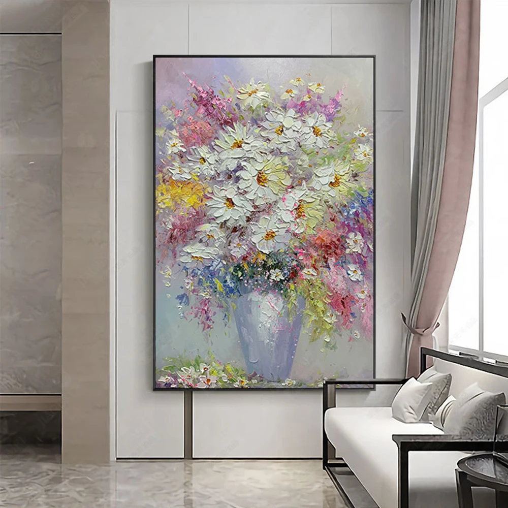 Hand Painted Canvas Wall Art Oil Painting Modern Abstract Floral Painting For Home Wall Decor Handmade  Flower Artwork Pictures