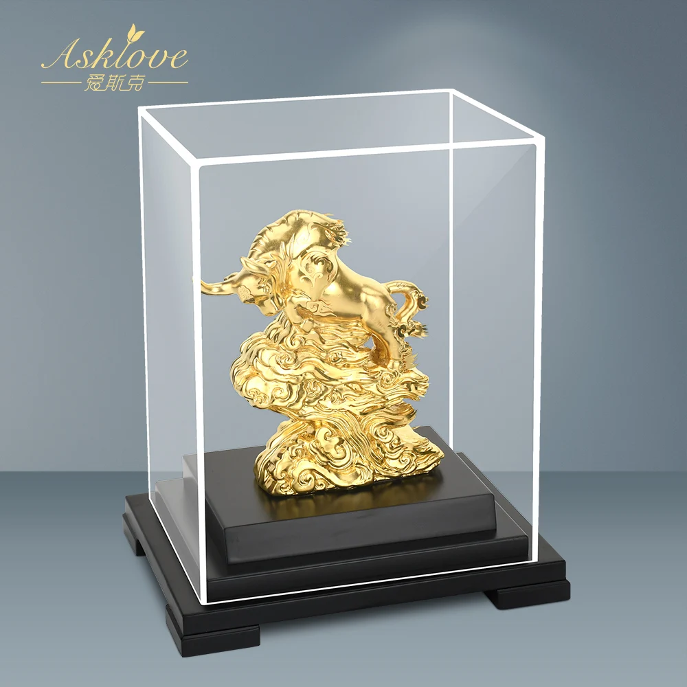 Asklove Gold OX Statue Ornament Gold Foil crafts Art decoration Gold Foil Fierce Bull OX Statue Sculpture Home Office Decor Gift