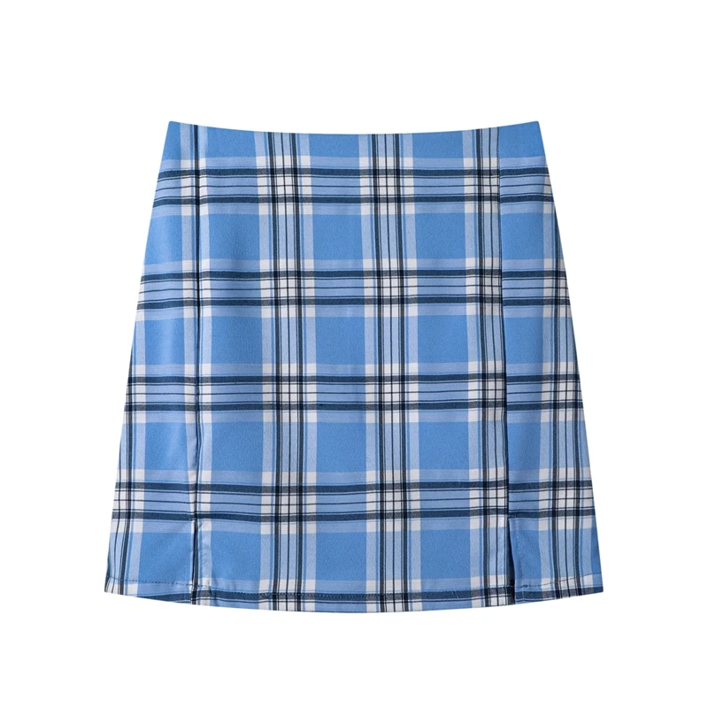 Slim Girls Plaid Pencil Skirt 2022 Summer Fashion Ladies Split Mini Skirts Vintage Women Sweet Skirt Streetwear Sexy Female Chic