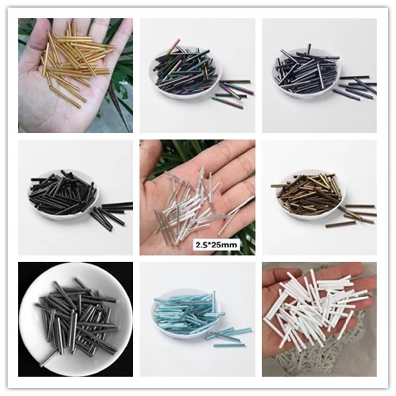 100Pcs/Tasche 2.5*25mm Lange Größe Silber Core Tschechische Glas Seed Bugle Perlen Rohr Für Schmuck bekleidungs DIY Armband Handwerk Zubehör