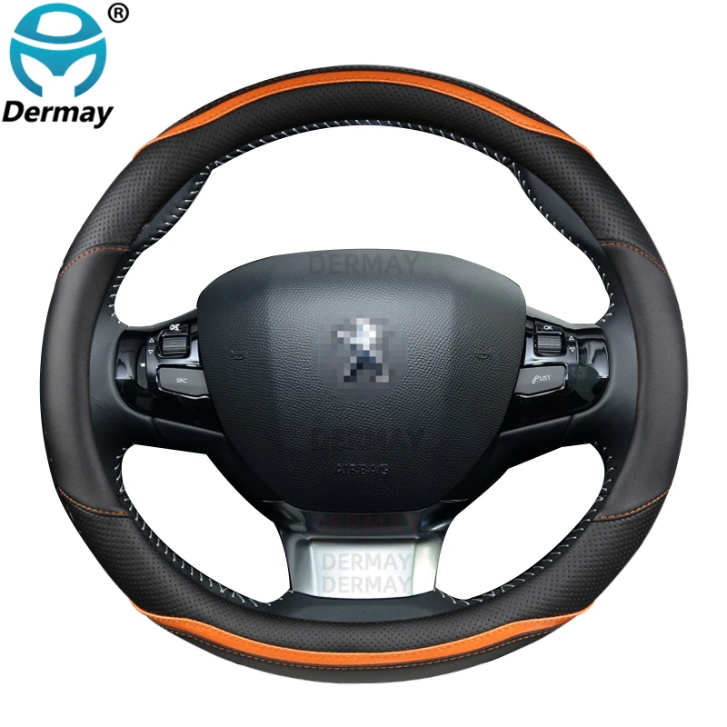 for Peugeot 308 2014~2021 II III T7 T9 308 SW Car Steering Wheel Cover Carbon Fibre + PU Leather Auto Accessories interior